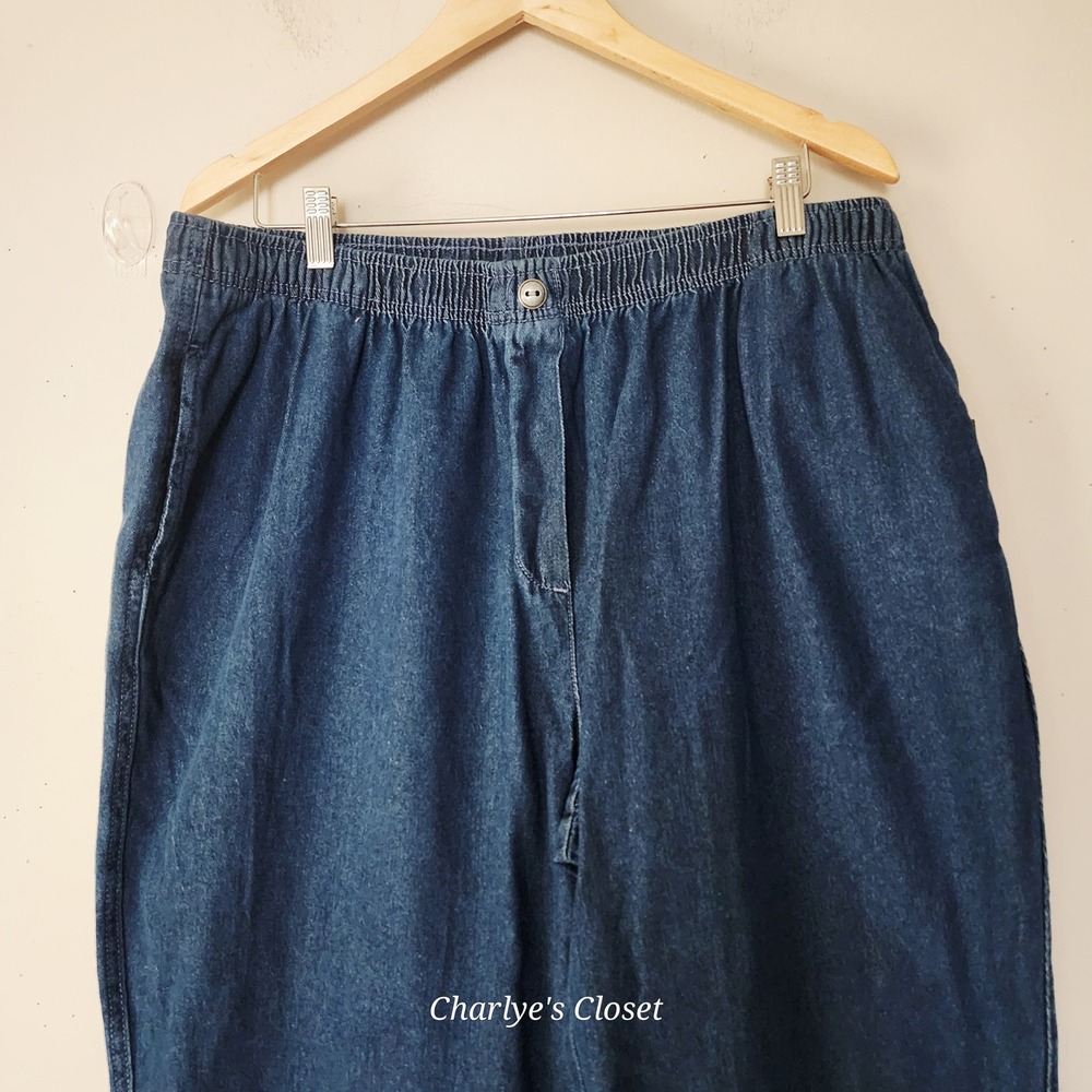 Woman Within Blue Denim Straight Leg‎ Pull-on Jeans Plus Size 22W Petite NWOT - Picture 3 of 7